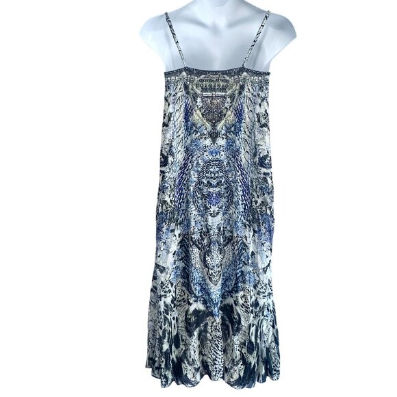 Camilla Mini Dress with Long Overlay Silk Crystal Embellished Size XS Hush Hush - Picture 7 of 16